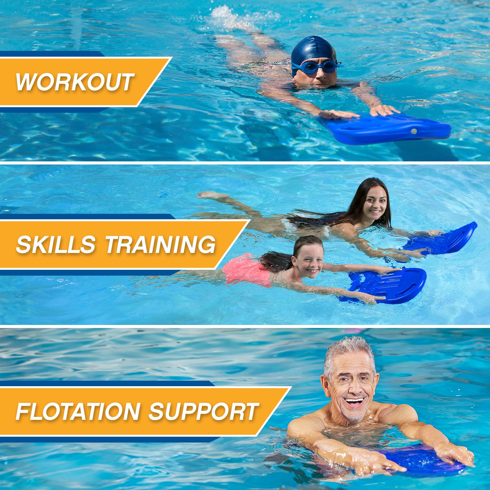 Poolmaster Advanced Kickboard Swim Trainer - Professional Swim Aid for Kids & Adults - Perfect for Swimming Lessons, Training & Water Exercise