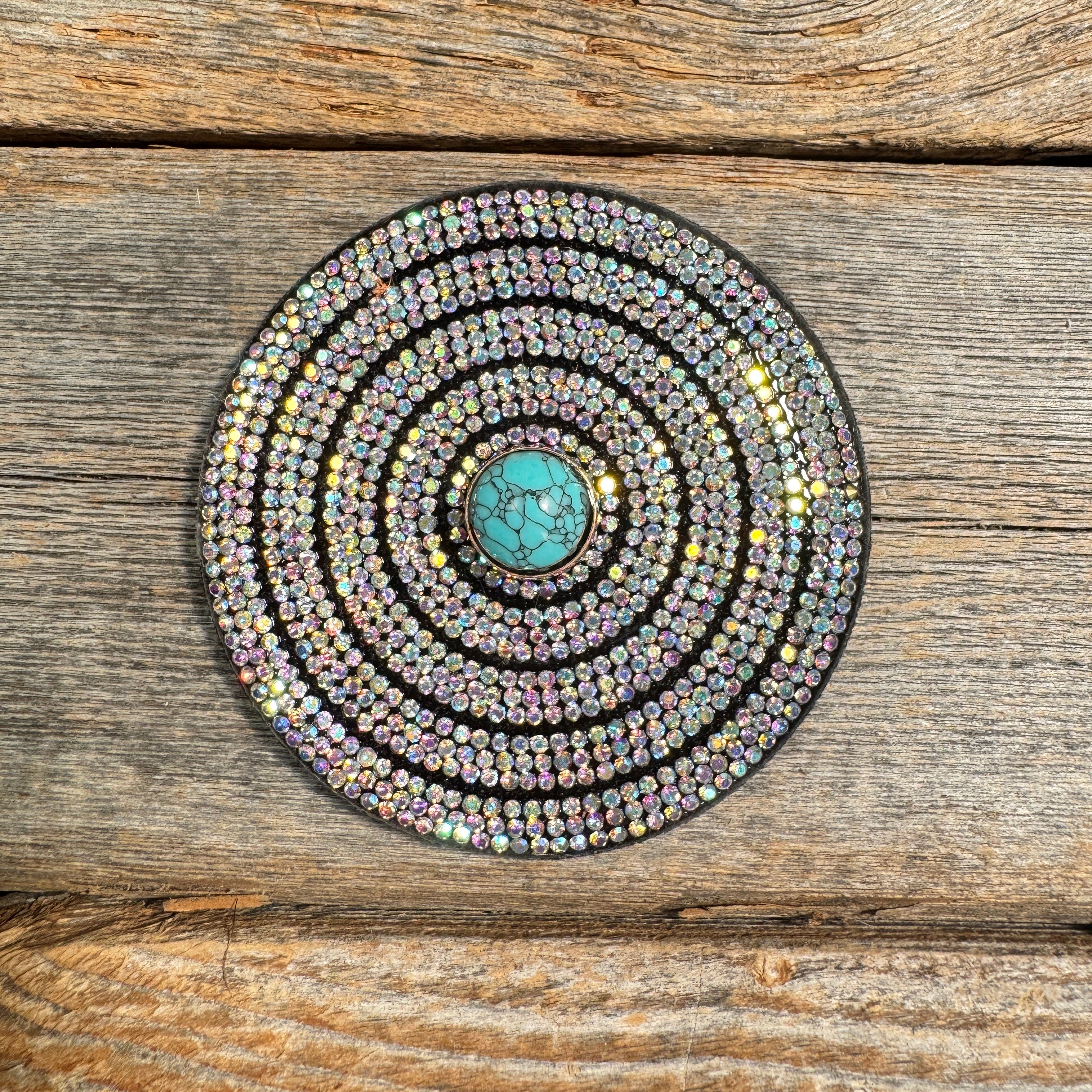 Black AB Crystal Rhinestone Rosette Conchos for Leather Craft, DIY Jewelry, and Western Wear Accessories – Perfect for Belts, Boots, and Handbags Decoration