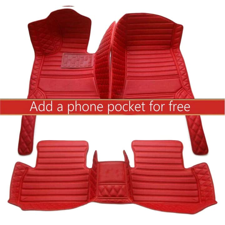 Custom 3D Car Floor Mats for Sedan, SUV & Sports Cars - Premium Artificial Leather Vehicle Mats with Red Patchwork Stripes | Perfect Fit for All Car Models | Ideal for Road Trips, Daily Commute & Car Protection