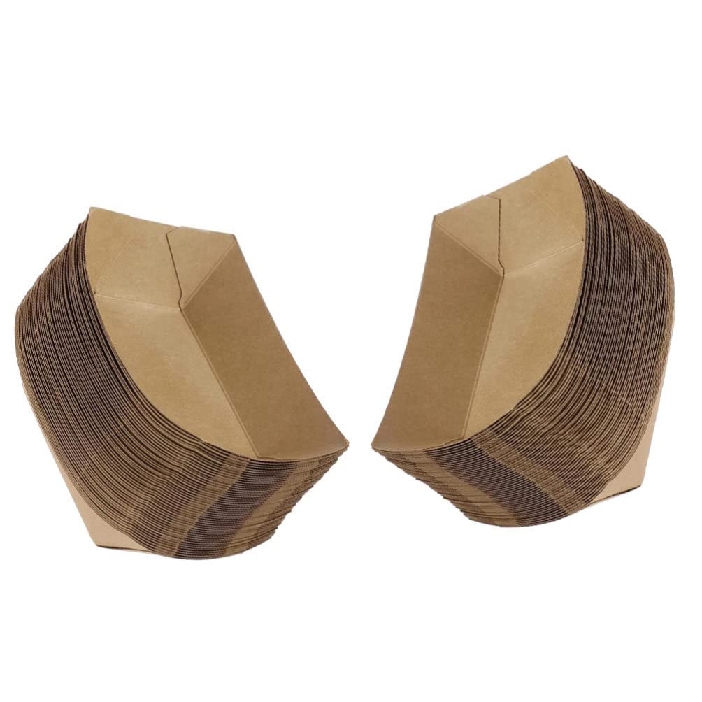 Disposable Kraft Paper Food Trays 50Pcs - Eco-Friendly Snack Serving Trays for Nachos, Fries, Hot Dogs | Perfect for Carnivals, Fairs, Festivals, Parties & Picnics | Sturdy Appetizer & Condiment Holder for Easy Outdoor Dining