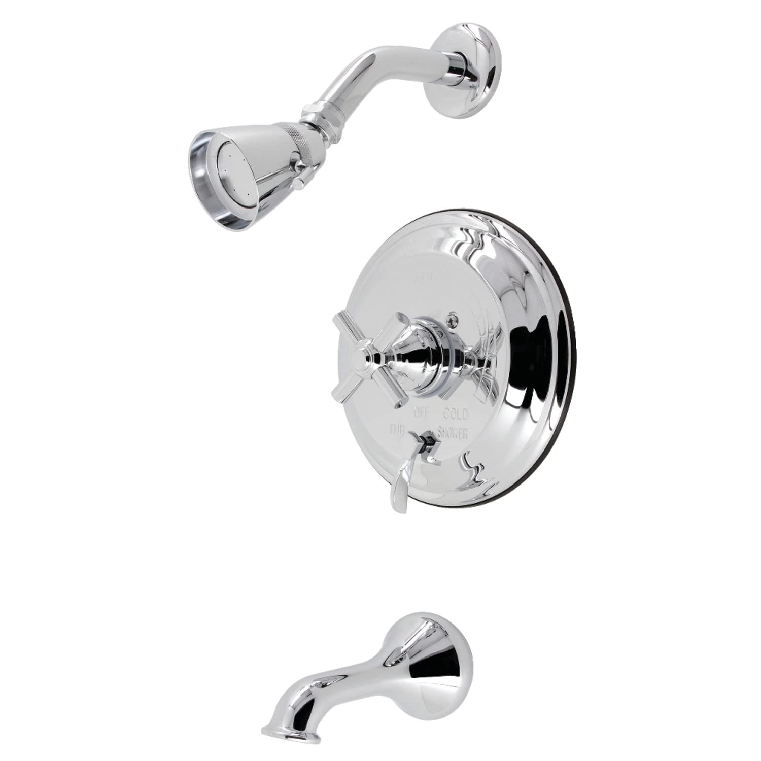 Kingston Brass KB36310EX Elinvar Single-Handle Shower Faucet with 4-15/16 Inch Tub Spout in Polished Chrome - Bathroom Renovation & Modern Home Upgrade - Ideal for Showers, Bathtubs, and Spa-Like Bathroom Experiences