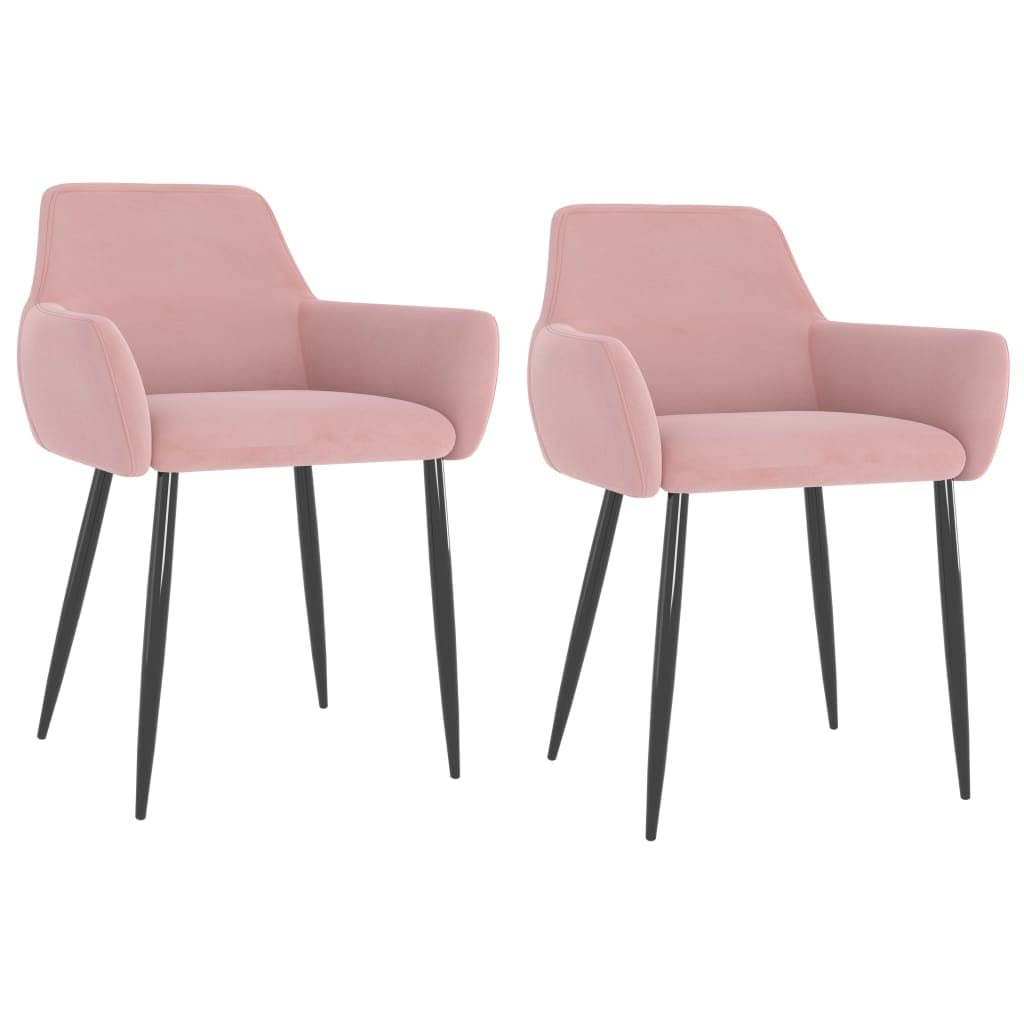 Luxury Velvet Dining Chairs Set of 2 - Pink Upholstered Kitchen Chairs with Thick Padding & Sturdy Metal Legs for Home, Restaurant, or Cafe | Elegant Accent Chairs for Dining Room, Kitchen Island, Breakfast Nook & Lounge Areas