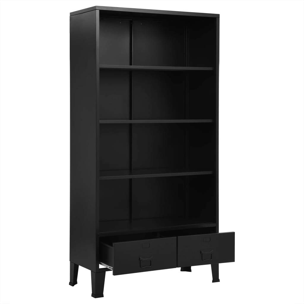 Industrial Black Steel Bookshelf 35.4