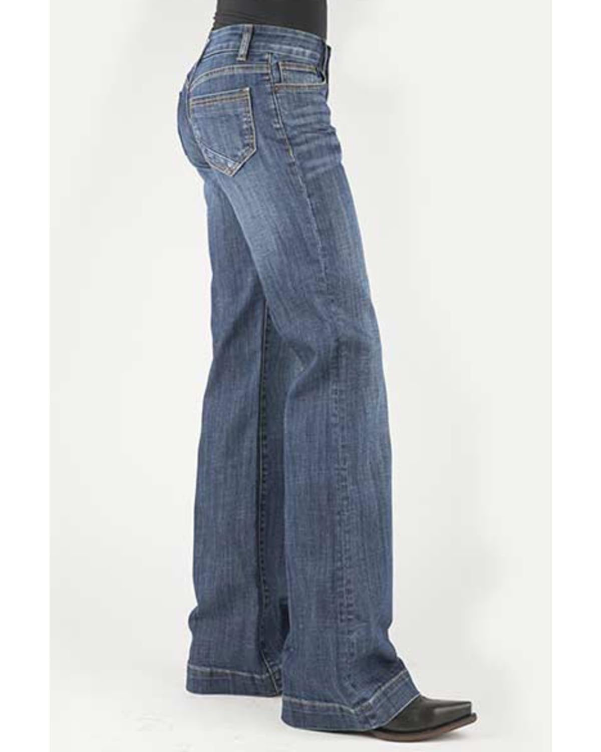 Stetson Women's 214 Medium Wash Blue Pieced Pocket Trouser Leg Jeans - Size 4 (34) - Perfect for Casual Wear, Office Outfits & Everyday Comfort
