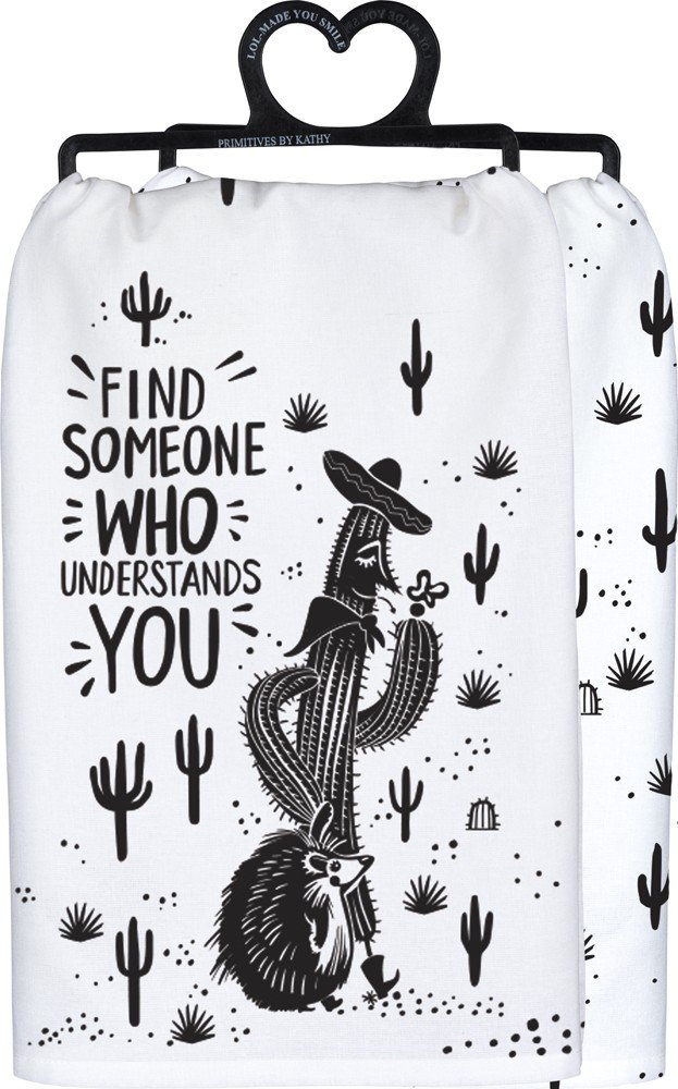 Primitives by Kathy 'Find Someone Who Understands You' Dish Towel - Cute Kitchen Accessories for Home Decor, Gifts & Everyday Use