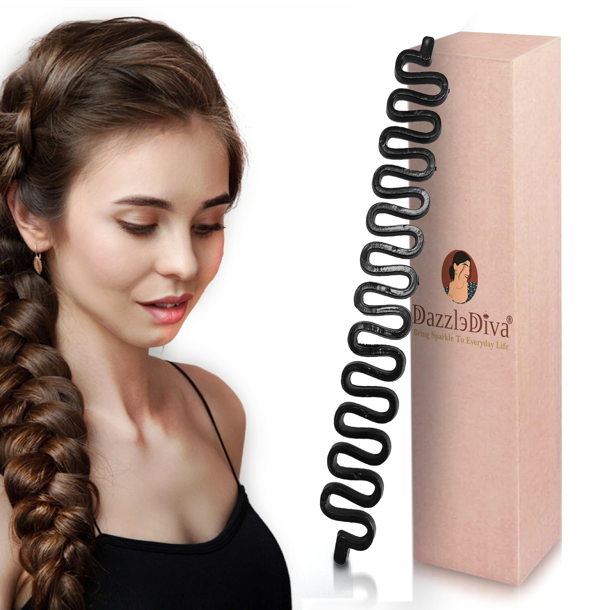 DazzleDiva Automatic Hair Braider Machine - Professional Styling Tool for Perfect Braids, Twists & Hairstyles - Easy to Use for All Hair Types (1Pcs) - Great for Home, Salon & Travel Hairstyling