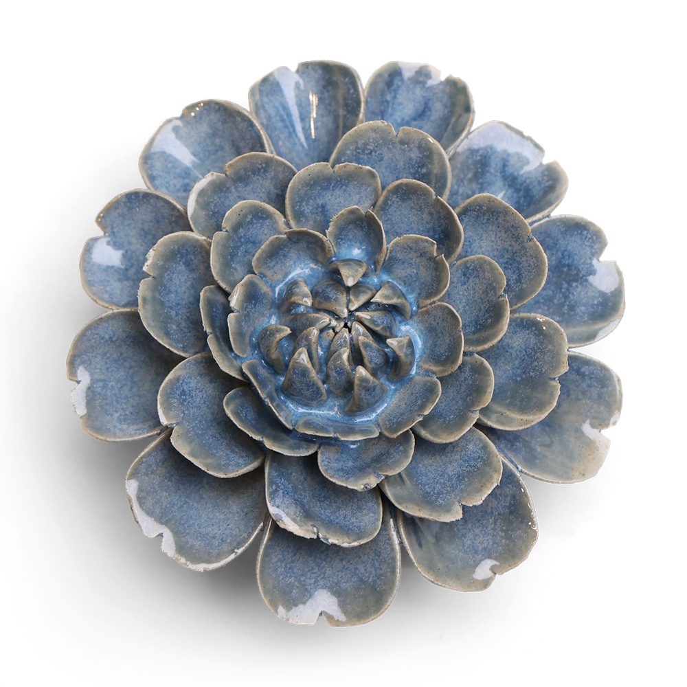 Japanese Ceramic Flower Vase - Handcrafted Blue Cosmos Design for Home Decor, Wedding Centerpiece & Floral Arrangements