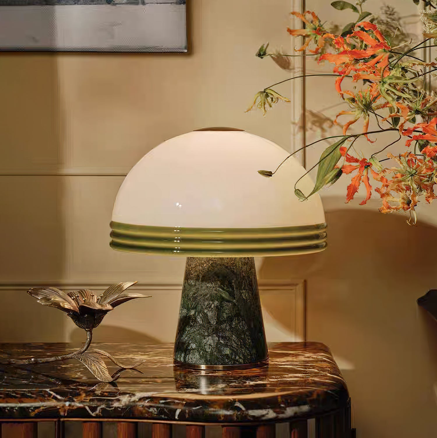 Elegant Cassie Marble Table Lamp - Modern Home & Office Decor Lighting for Bedroom, Living Room, Study Desk