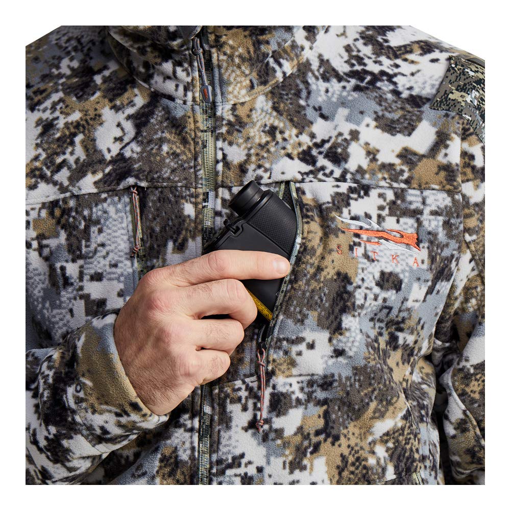 SITKA Men's Standard Stratus Windstopper Water Repellent Ultra-Quiet Fleece Hunting Jacket with Removable Hood - Elevated II - XX-Large Tall | Cold Weather Hunting Gear for Outdoor Adventures & Wilderness Exploration