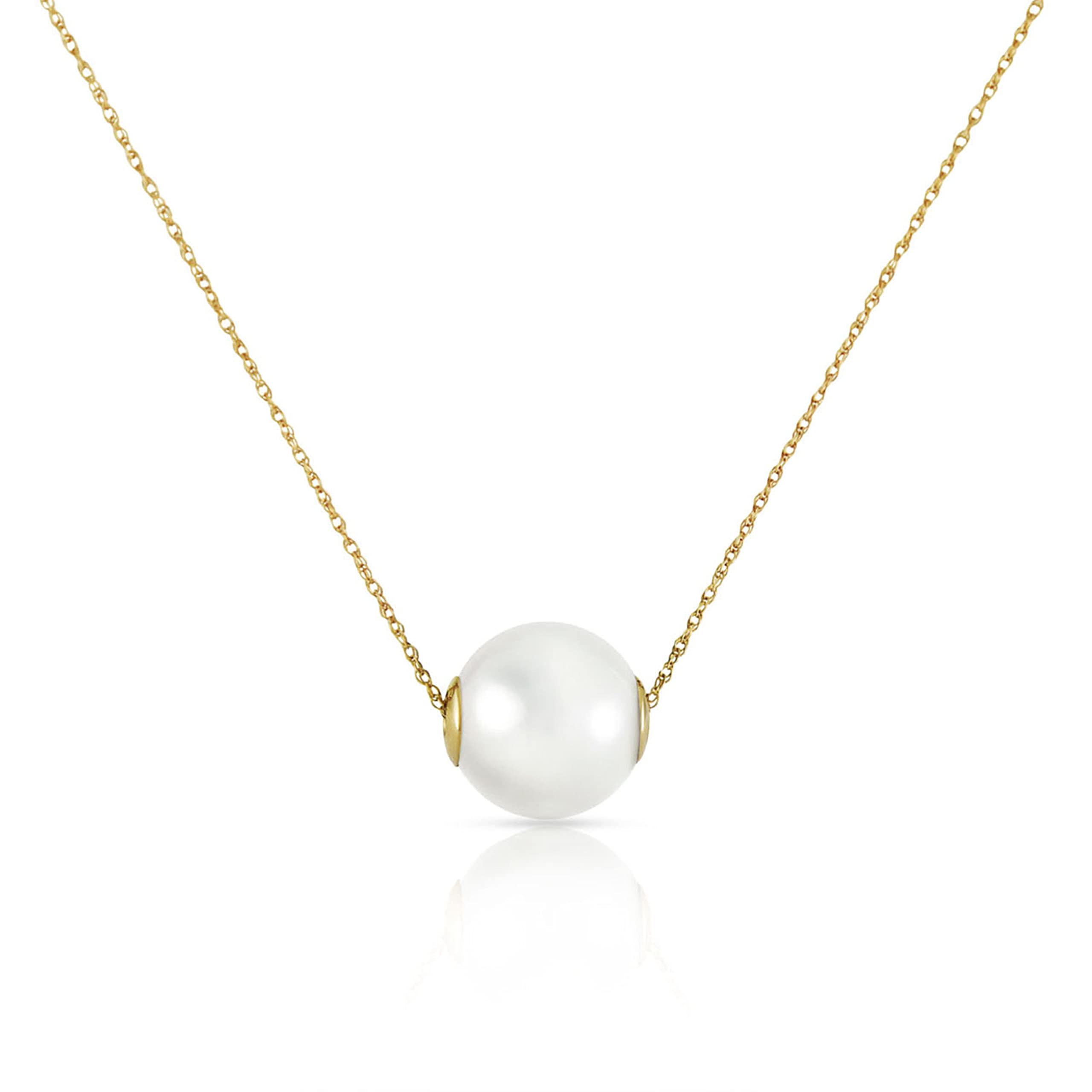 14K Yellow Gold Necklace with 16mm White Shell Pearl - Elegant Galaxy Gold GG Jewelry for Women | Perfect for Weddings, Parties & Special Occasions