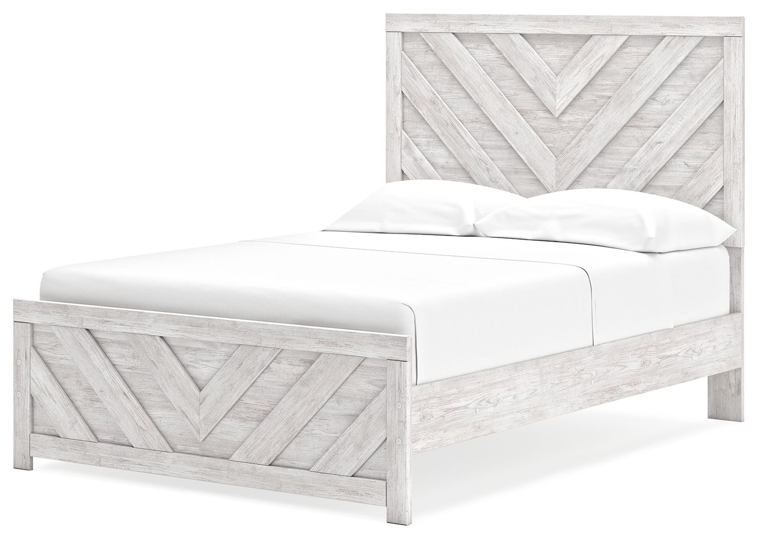 Cayboni Modern Panel Bed - Queen Size Wooden Bed Frame with Upholstered Headboard - Perfect for Bedroom, Guest Room & Apartment