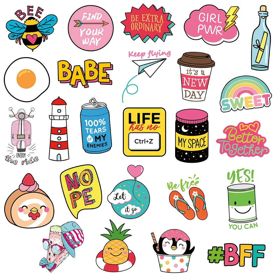 50 Pack Cute Aesthetic Vinyl Stickers - Waterproof Decals for Water Bottles, Laptops, Skateboards & Cups | Perfect for Girls, Teens & Adults | Great for School, Office & Personalizing Accessories