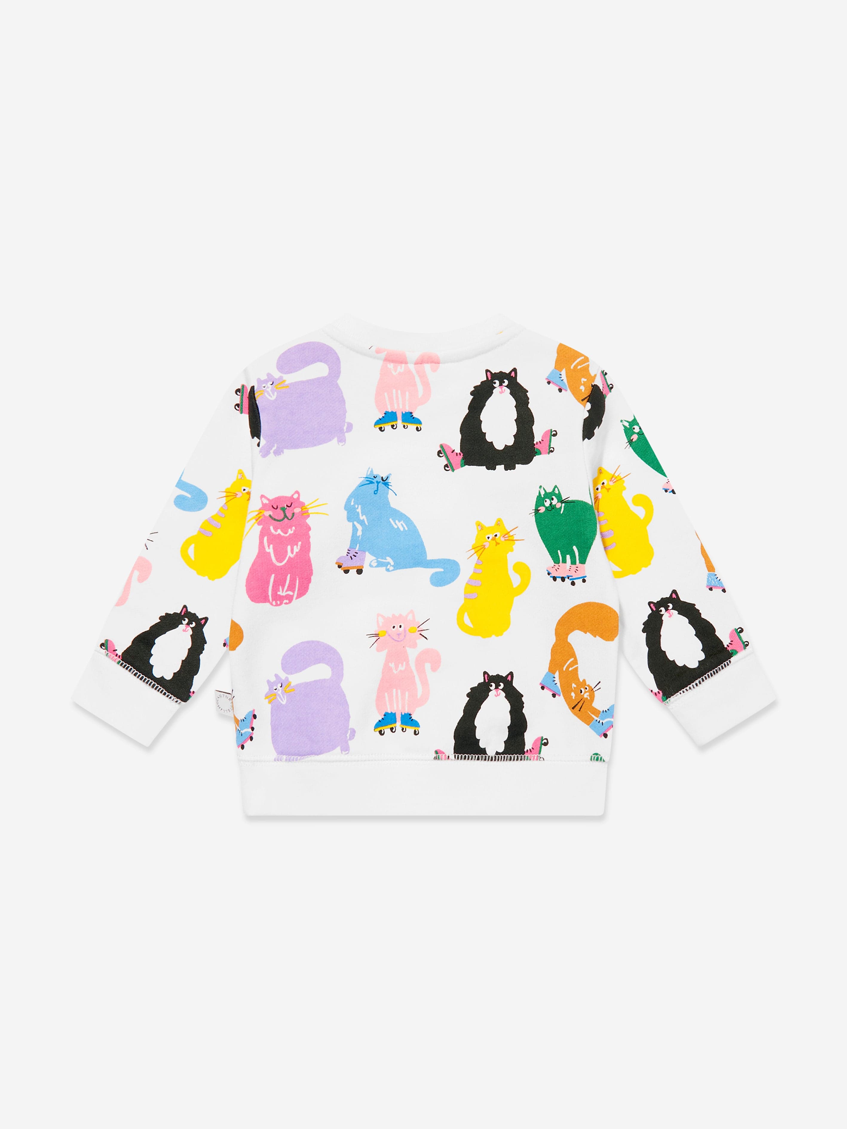 Cute Cat Print Sweatshirt for Baby Girls - Soft Ivory Pullover for Toddlers | Perfect for Playdates, Family Photos & Casual Outings