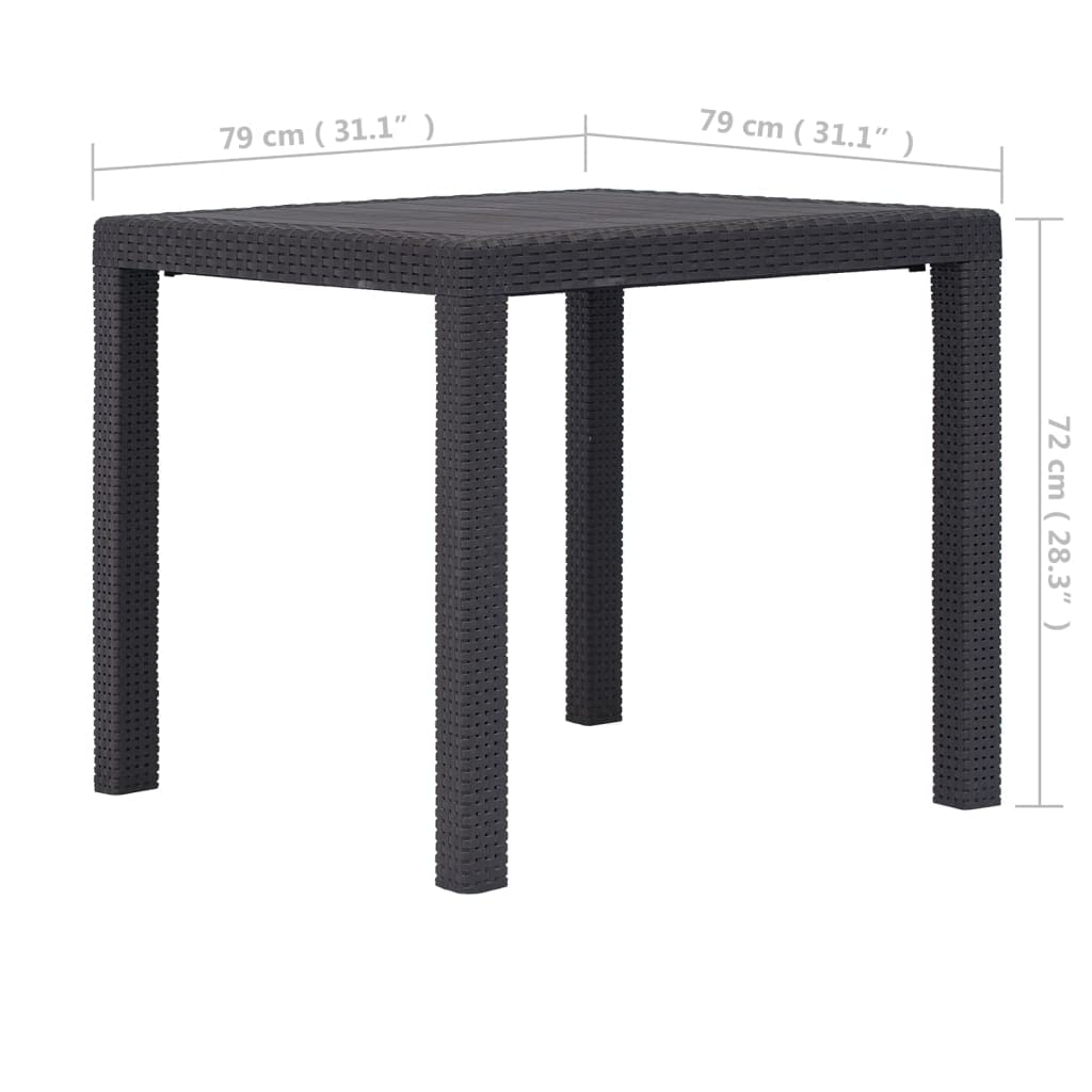 YAFF Rattan Look Plastic Patio Dining Table - 31.1