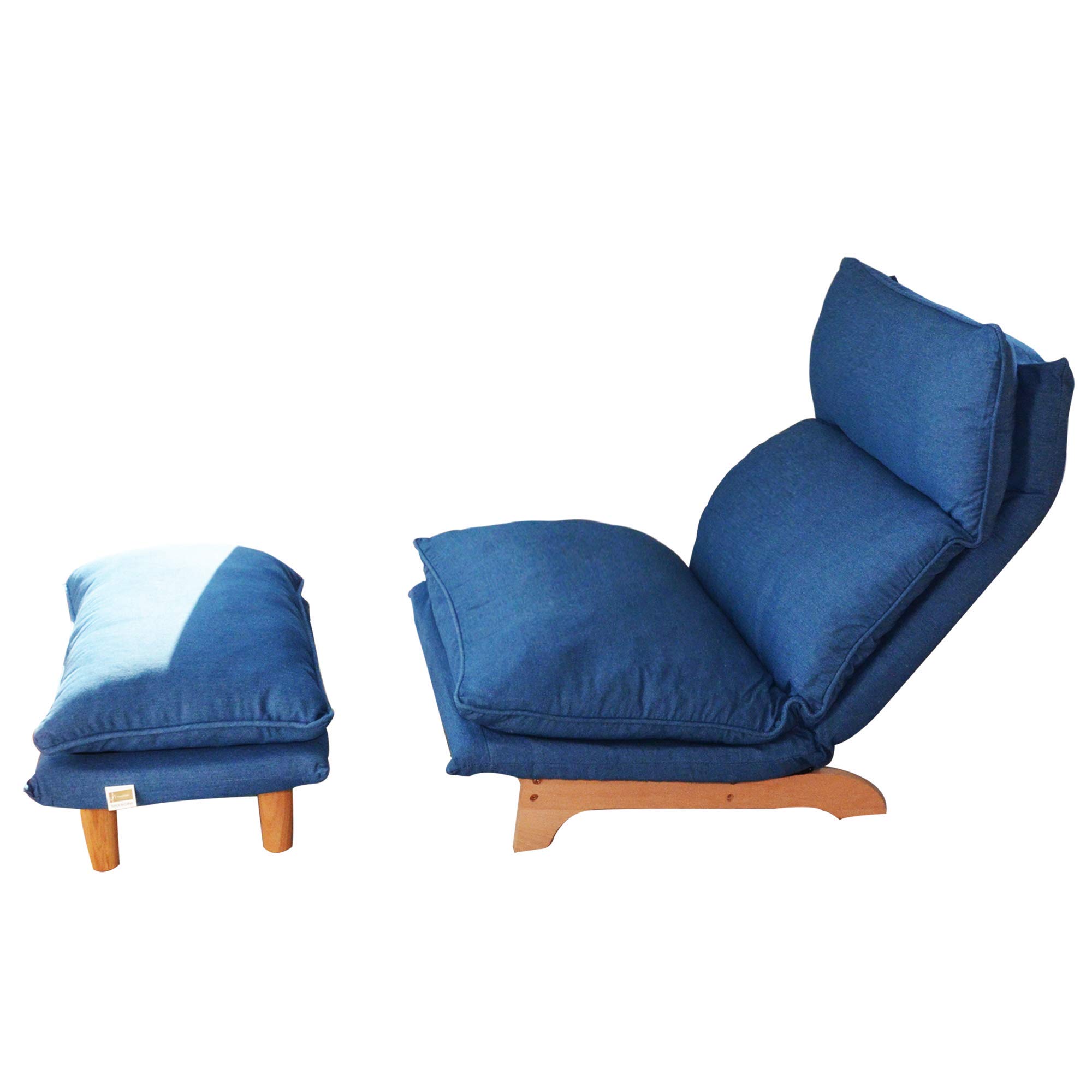 Foldable Reclining Lounge Chair - Adjustable Lazy Sofa for Bedroom, Balcony & Patio | Comfortable Leisure Single Sofa Chair for Reading, Napping & Relaxing