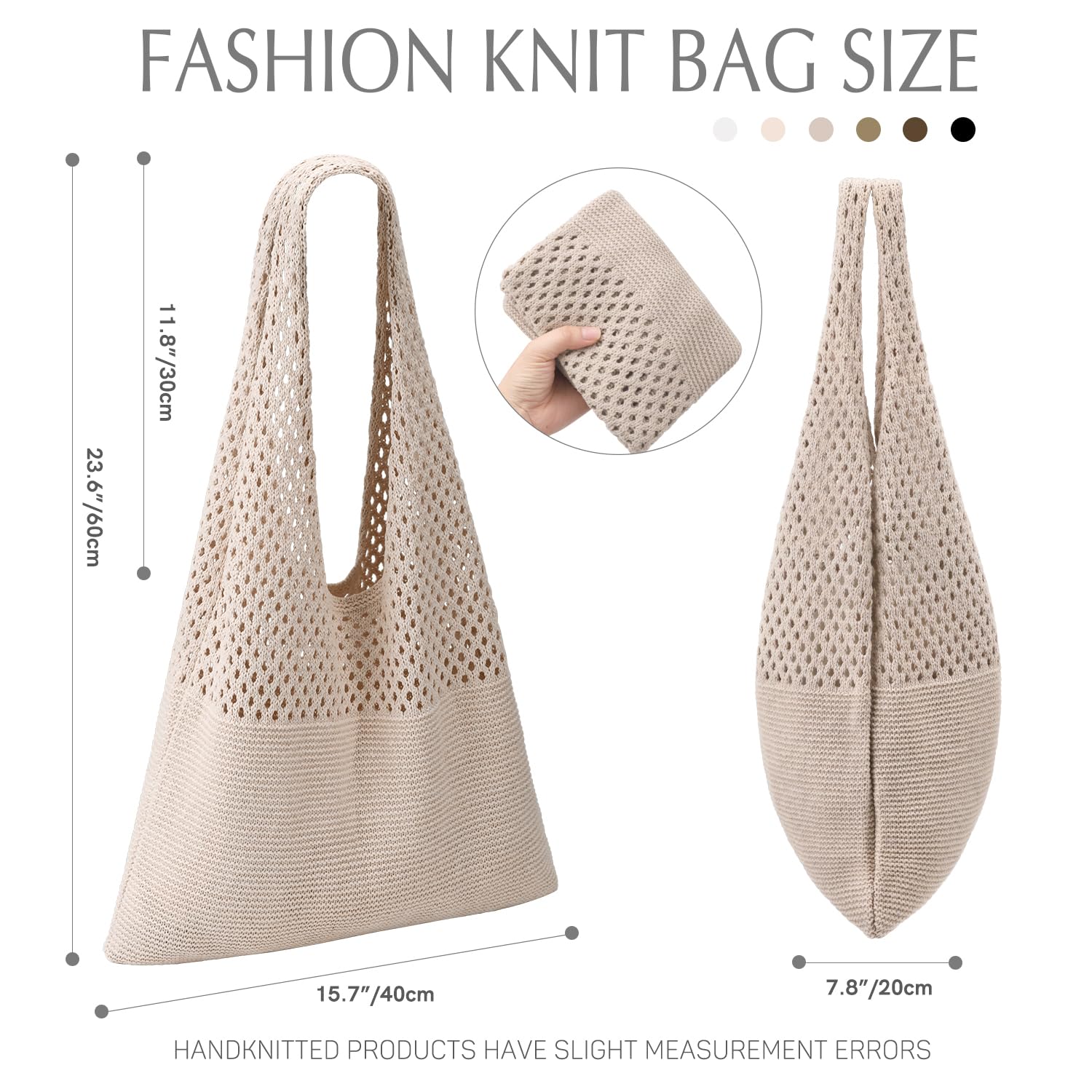 Stylish Ayieyill Crochet Tote Bag for Women - Breathable Mesh Beach Bag, Boho Knit Purse for Summer Vacation, Travel & Shopping - Perfect for Beach Outings, Picnics & Boho Fashion