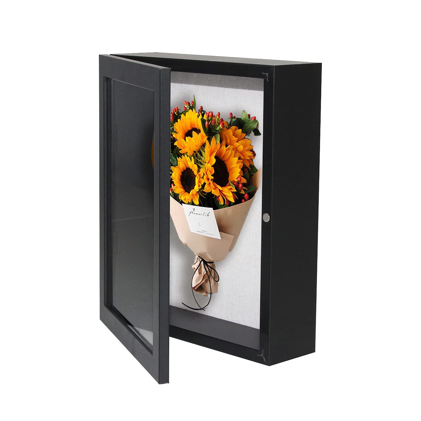 8x10 Inch Shadow Box Frame with Linen Back - Display Case for Photos, Sports Memorabilia, Awards, Medals & Tickets - Perfect for Wall Decor, Memory Keepsakes, Wedding Gifts & Home Office Display (Black)
