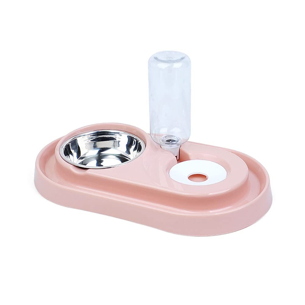 Automatic Pet Water Dispenser Bowl - No Spill Dog & Cat Feeder with Double Bowls, Prevents Wet Mouth & Fur (Pink) - Ideal for Indoor & Outdoor Use for Dogs, Cats, Small Pets