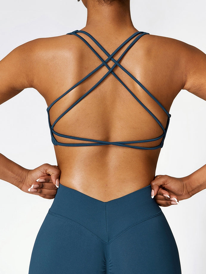 ZASUWA Women's Seamless Cross Back Sports Bra - High Support Workout Top for Yoga, Running & Gym - Comfortable & Breathable Activewear