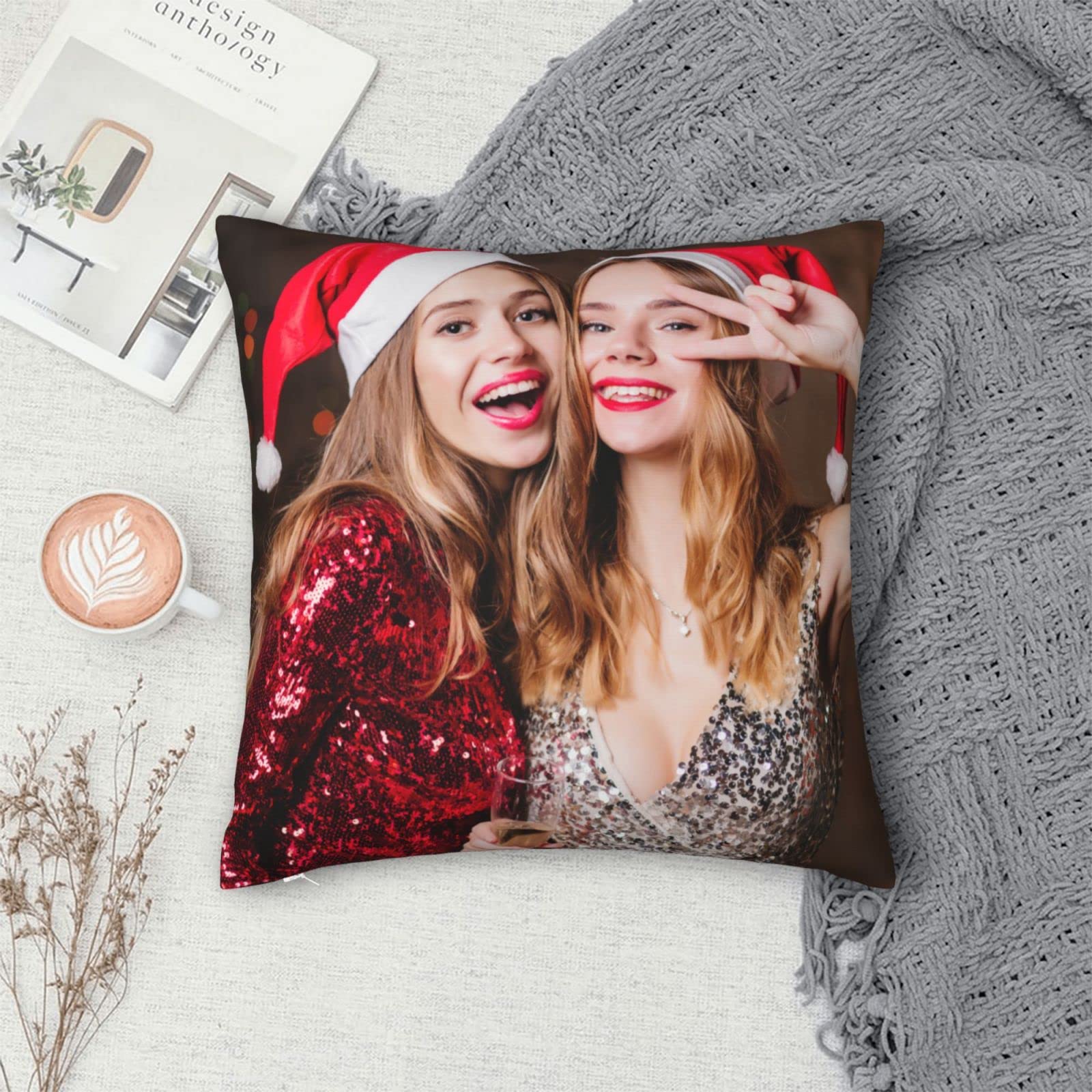 Custom Photo Throw Pillow Covers - Personalized Text & Image Square Pillow Cases for Sofa, Couch, Bed & Chair - Farmhouse Decor Cushion Covers in Multiple Standard Sizes - Perfect for Home Decor, Living Room Accents & Cozy Gift Ideas