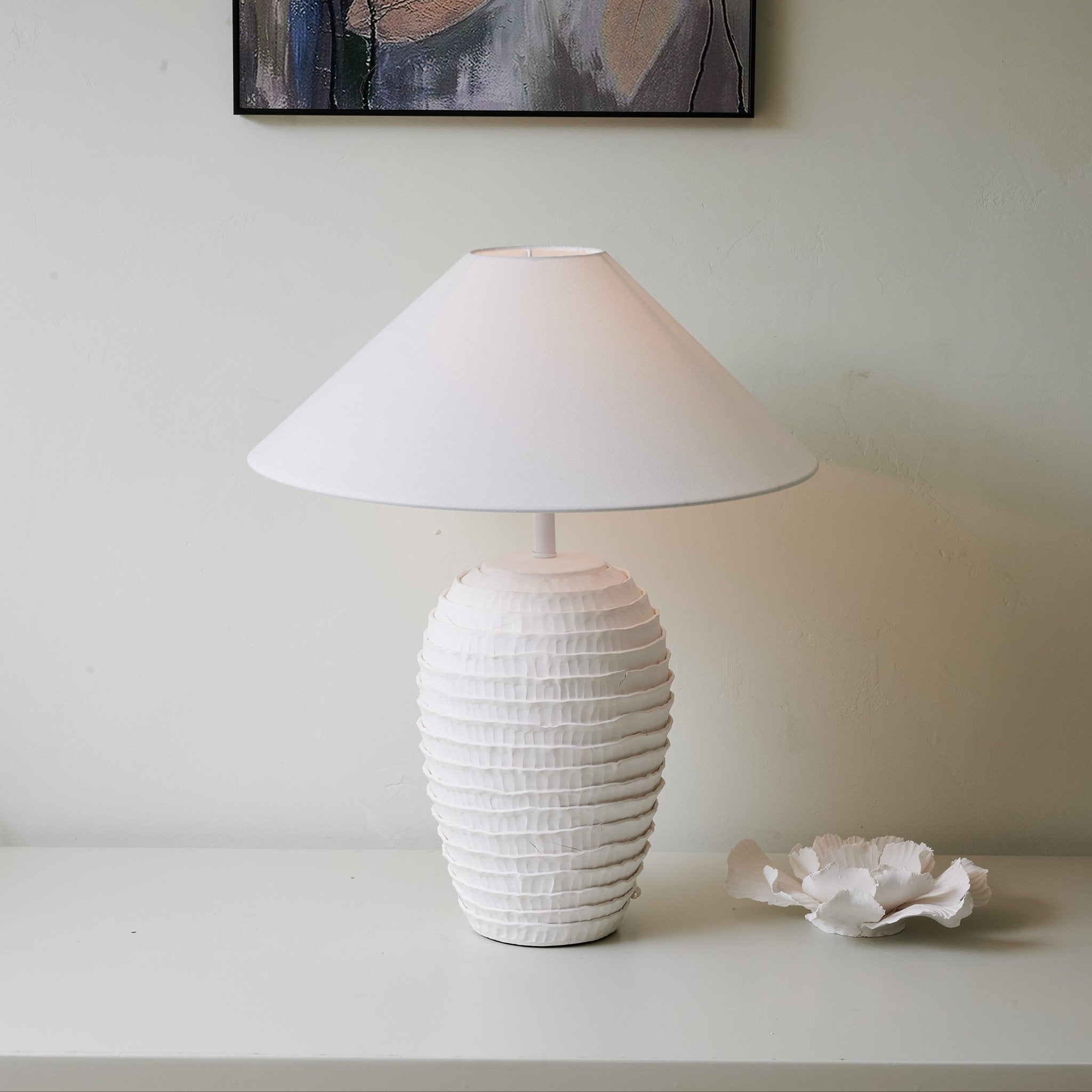 Nivara Ripple Table Lamp - Modern LED Nightstand Light with Touch Control, Dimmable Warm White Light for Bedroom, Living Room, Office & Home Decor
