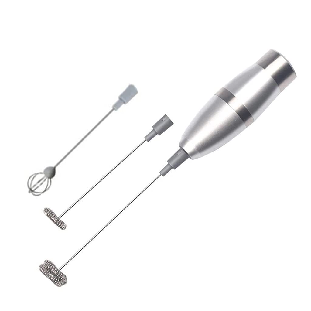 Premium Stainless Steel Electric Milk Frother - Handheld Milk Shaker & Coffee Frother for Lattes, Cappuccinos & Hot Chocolate - Dual Speed Single & Double Egg Beater (Silver) - Perfect for Home Baristas & Coffee Lovers