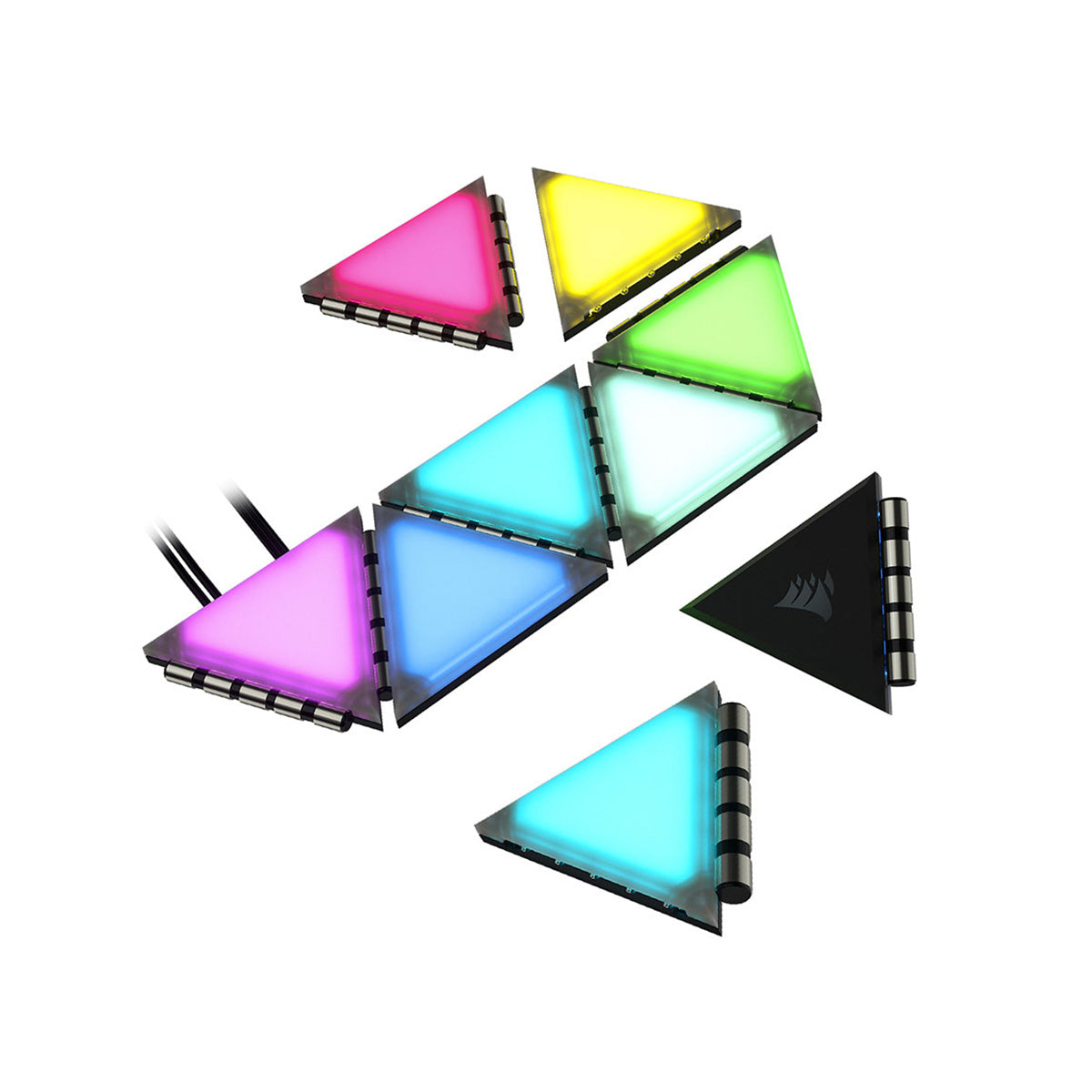 Corsair iCUE LC100 RGB Mini Triangle Case Lighting Panels Starter Kit - PC Gaming Setup, Custom PC Build, Desktop Aesthetic Enhancement