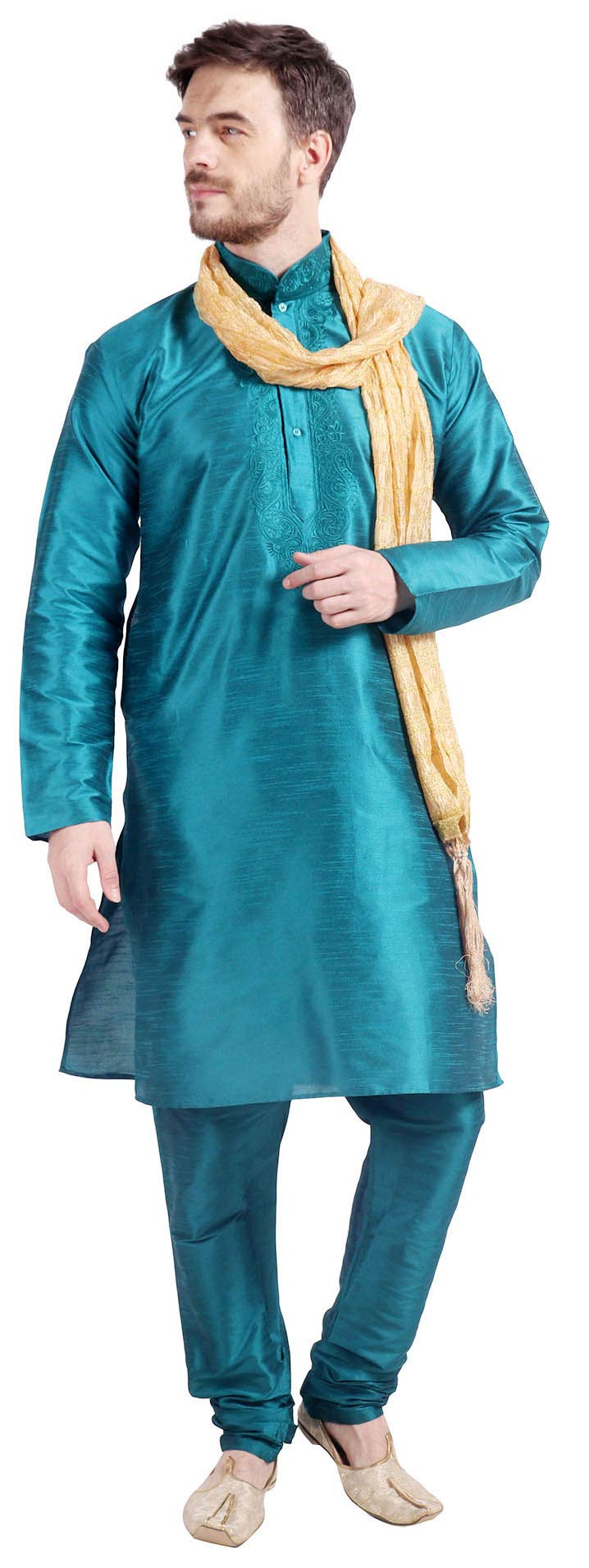 Men's Art Silk Indian Kurta Set - Traditional Wedding Wear & Festive Attire - Elegant Ethnic Outfit for Weddings, Diwali & Special Occasions