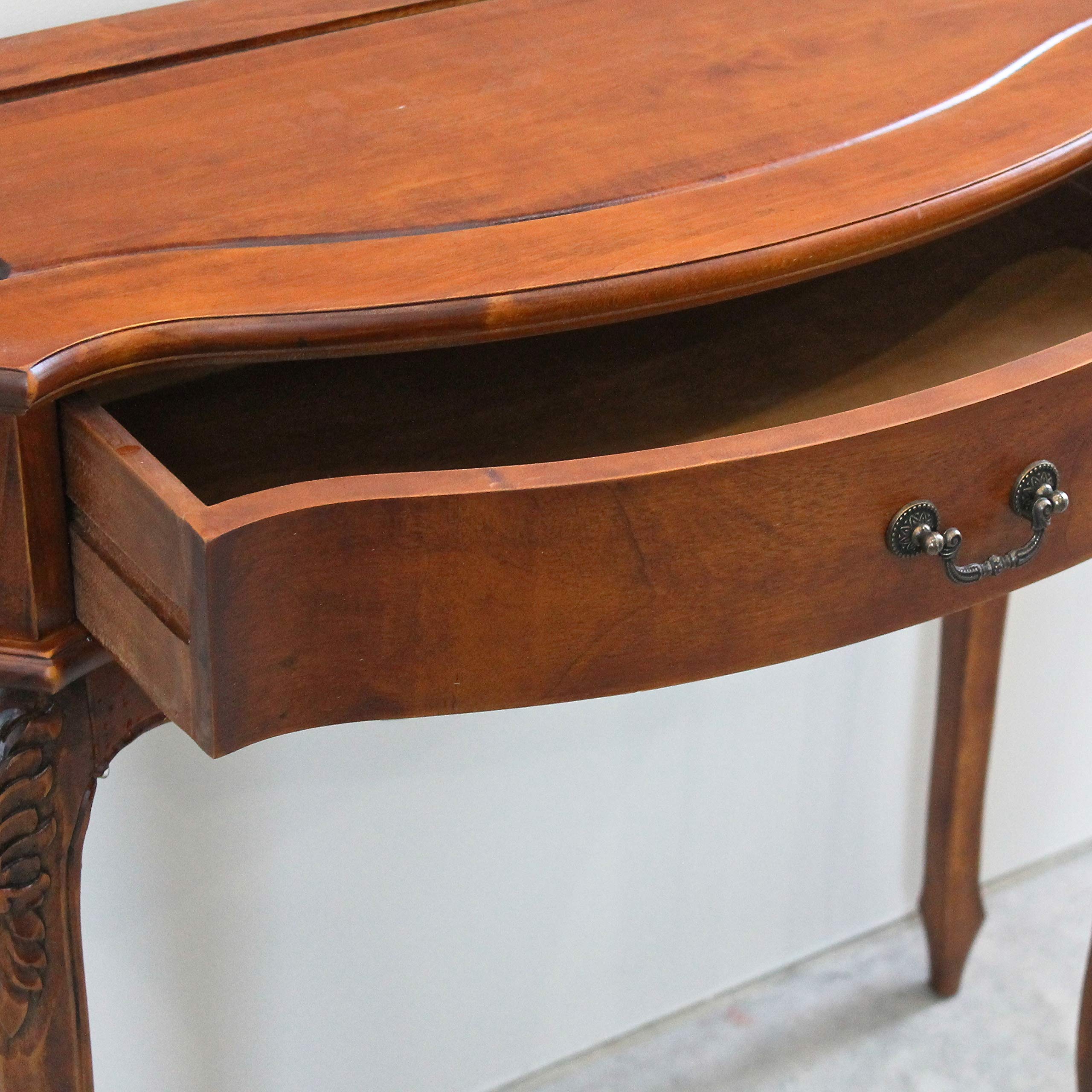 Handcrafted Carved Wooden Wall Table with Single Drawer - Elegant Home Decor for Entryway, Living Room & Bedroom