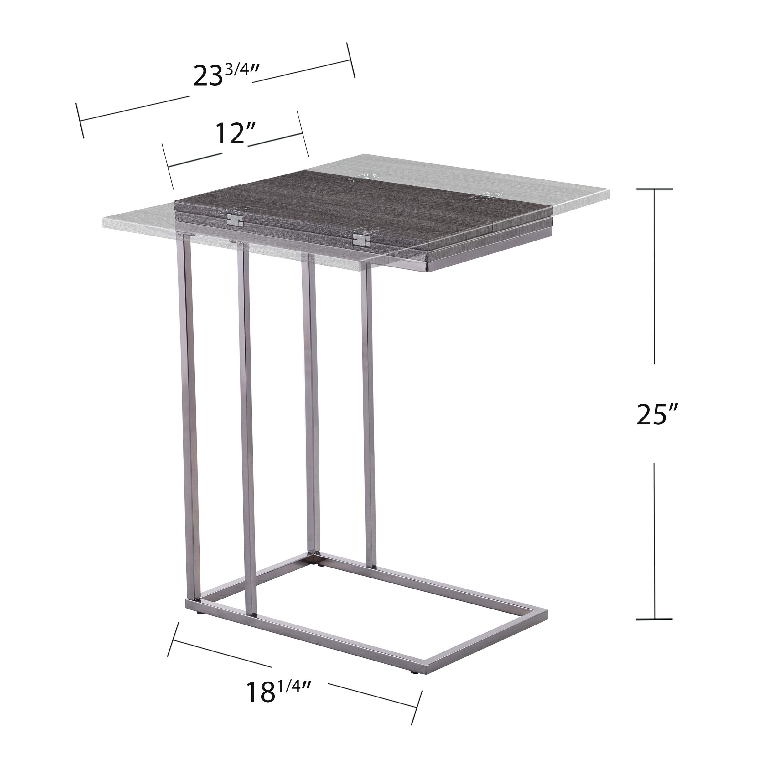 SEI Furniture Clarkdom End Table - Graywash & High Gloss Black Finish - Modern Nightstand for Living Room, Bedroom, or Office