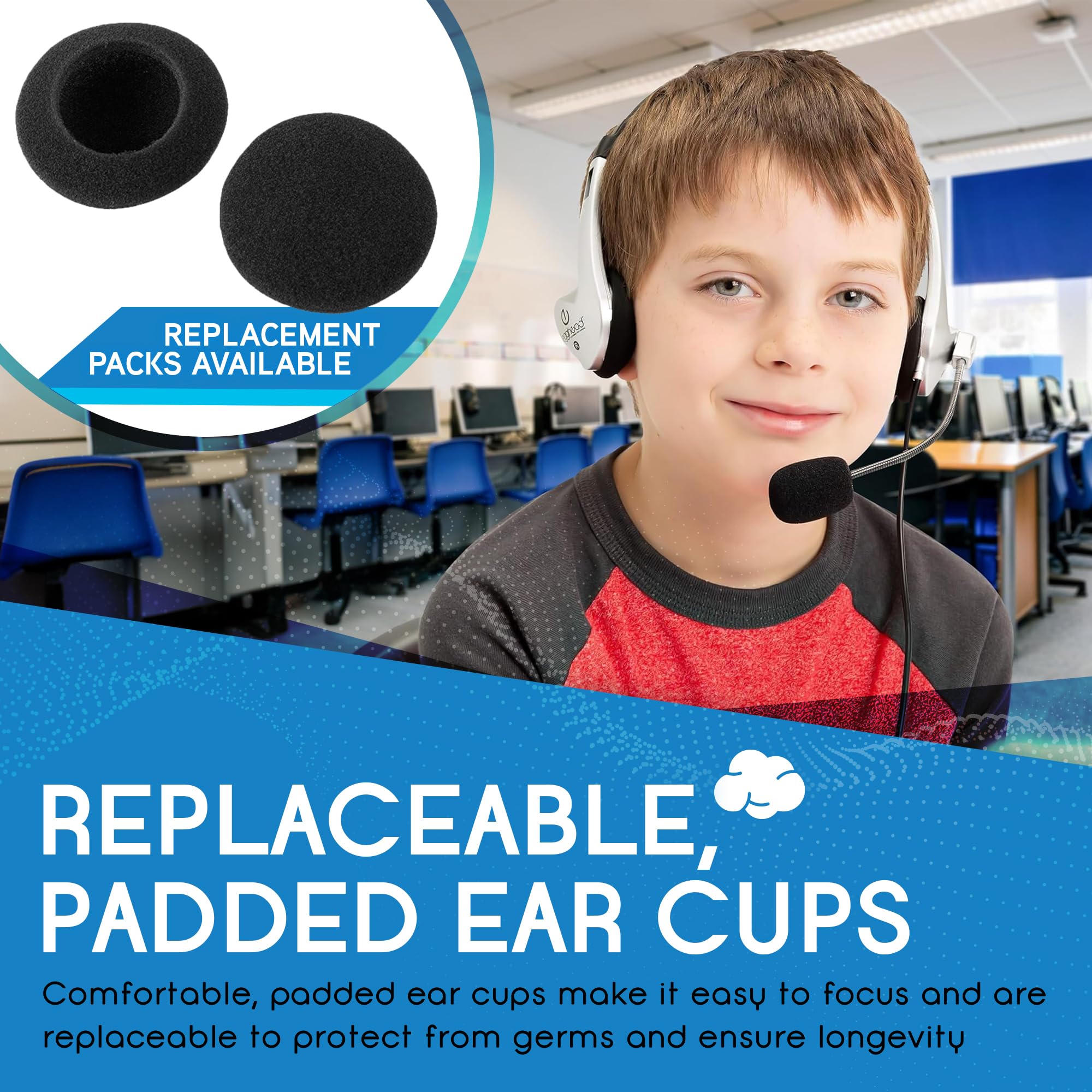 Egghead EGG-IAG-1007TRSS-10-PK-SO Wireless Multimedia Headset with Volume Control - Black/Silver (10 Pack) for Office, Call Center & Remote Work