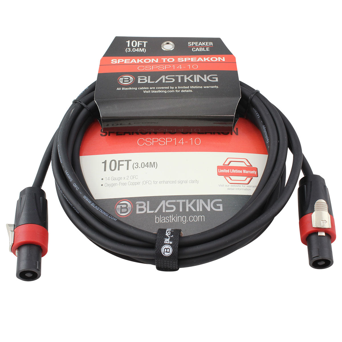 Blastking CSPSP14 10 Ft Speakon to Speakon Speaker Cable - High-Quality Audio Cable for PA Systems, DJ Equipment & Live Sound Setups