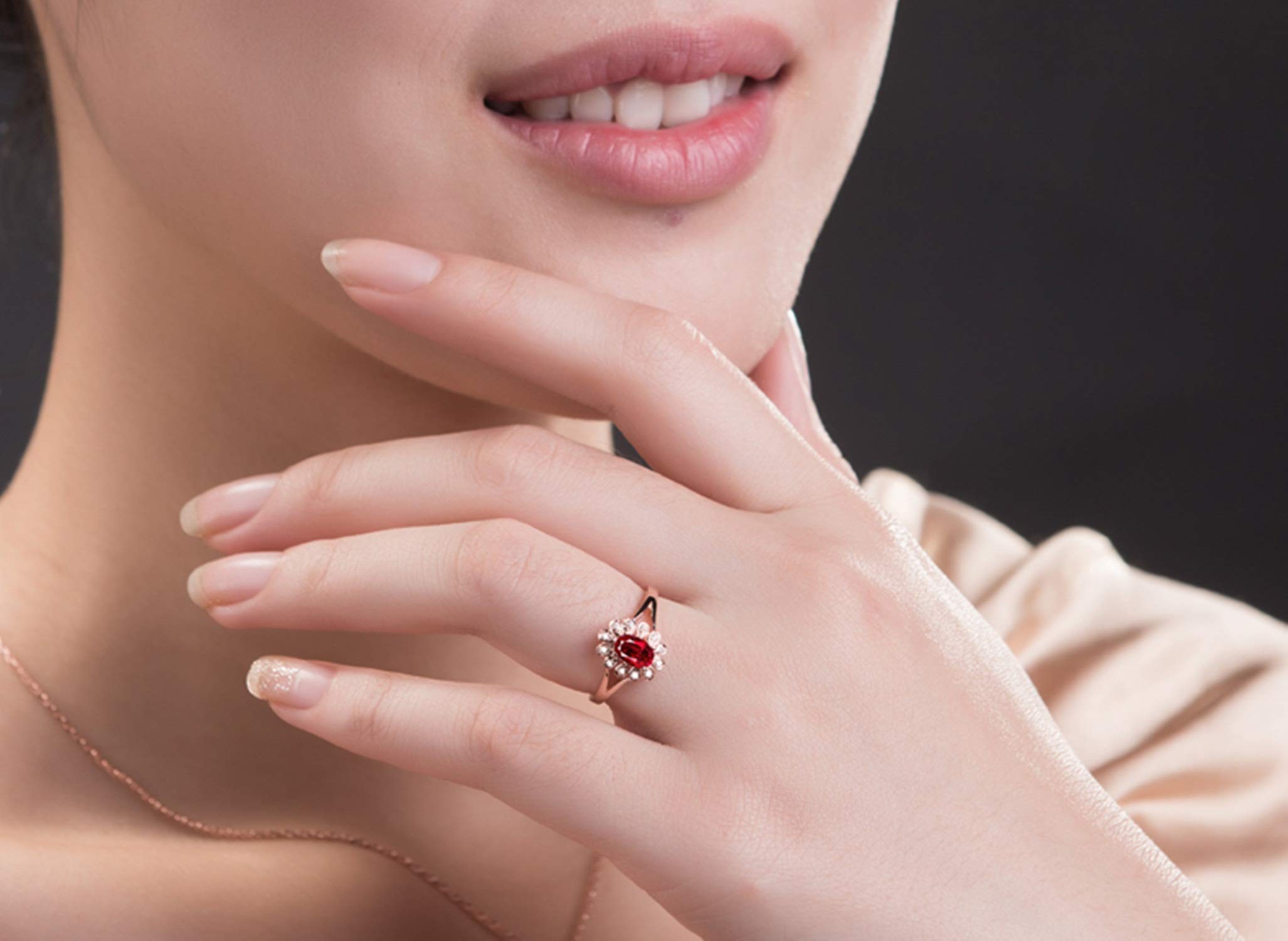 18K Gold Sunflower Solitaire Engagement Ring with 0.5ct Red Ruby for Women - Perfect for Proposals, Anniversaries & Special Occasions