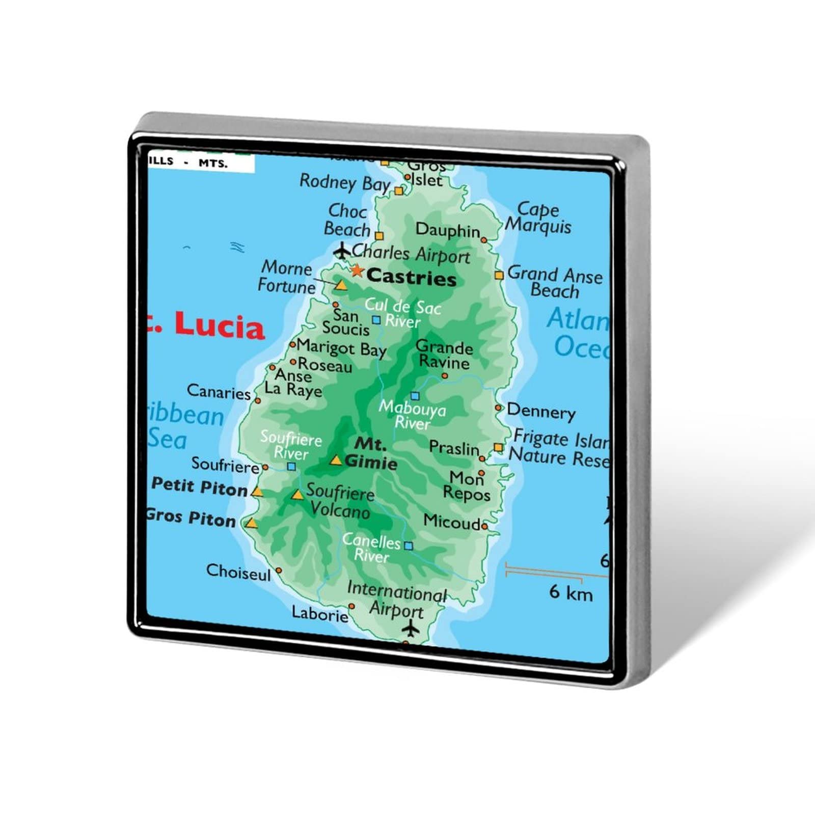 Saint Lucia Map Pins - Decorative Brooches for Clothes, Hats & Backpacks
