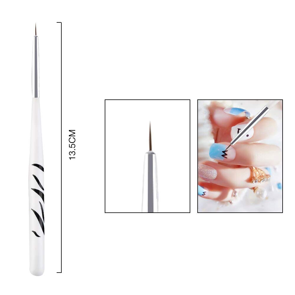 8-Piece Professional Nail Art Brush Set - Acrylic Nail Brush, UV Gel Brush, Manicure Tools for Nail Design & Gel Polish Application (White, 7 Brushes) - Perfect for Salon, Home Manicure & DIY Nail Art