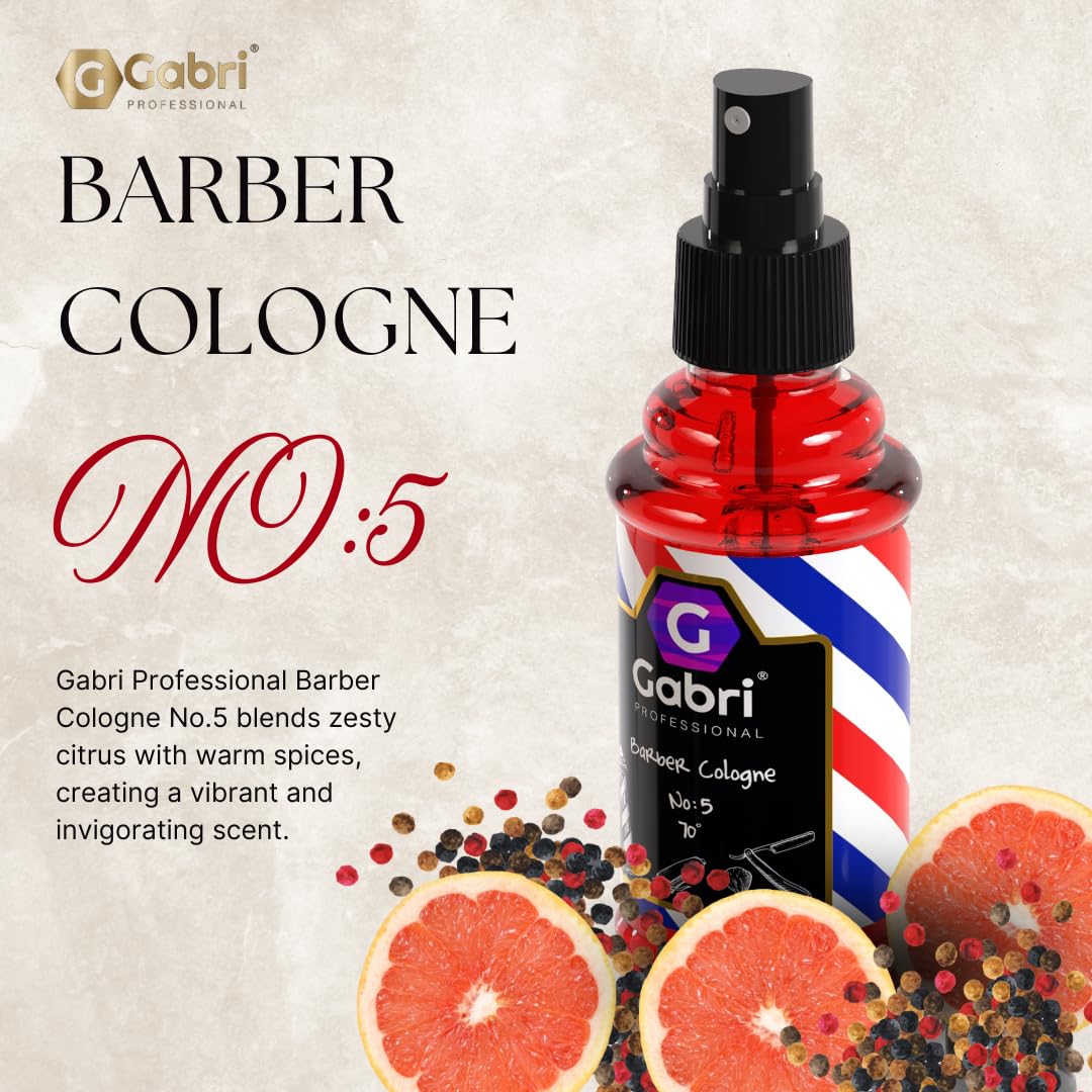 Gabri Professional Barber Cologne for Men - Turkish Aftershave Cologne Spray, Eau de Toilette, 150ml (No5) - Perfect for Grooming, Barbershops & Daily Freshness