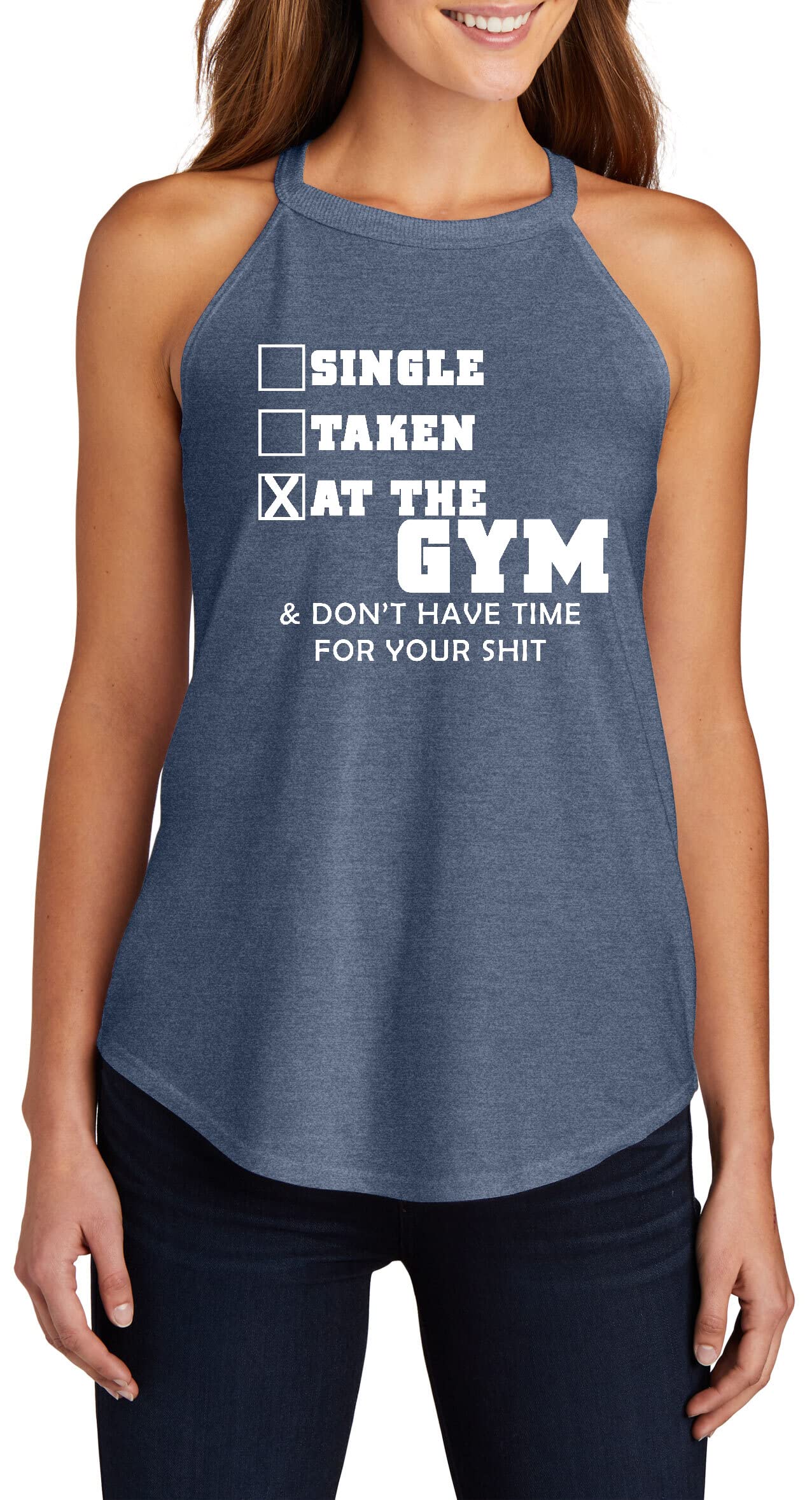 Funny Gym T-Shirt for Women - Comical 'Single & Taken at Gym' Workout Tee - Cute Rocker Style for Fitness & Casual Wear
