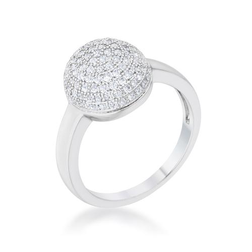 0.6ct Brie Cubic Zirconia Rhodium-Plated Contemporary Sphere Ring for Women - Elegant Fashion Jewelry for Parties, Weddings & Special Occasions