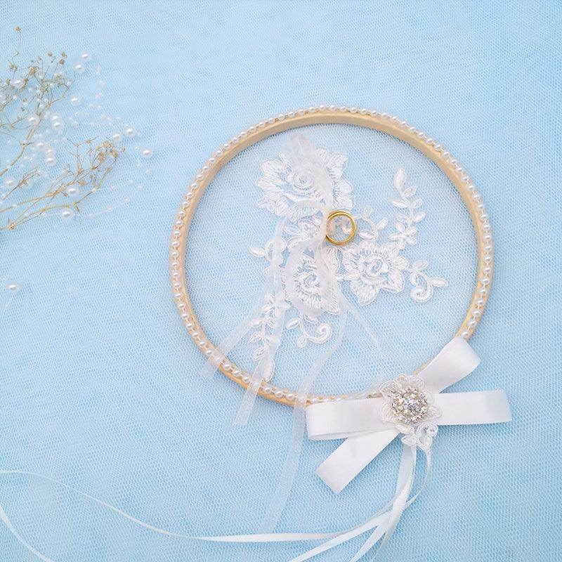 Handmade Pearl Bud Ring Pillow - Elegant Wedding Accessory for Bridal Bouquet, Ring Bearer, and Ceremony Decor