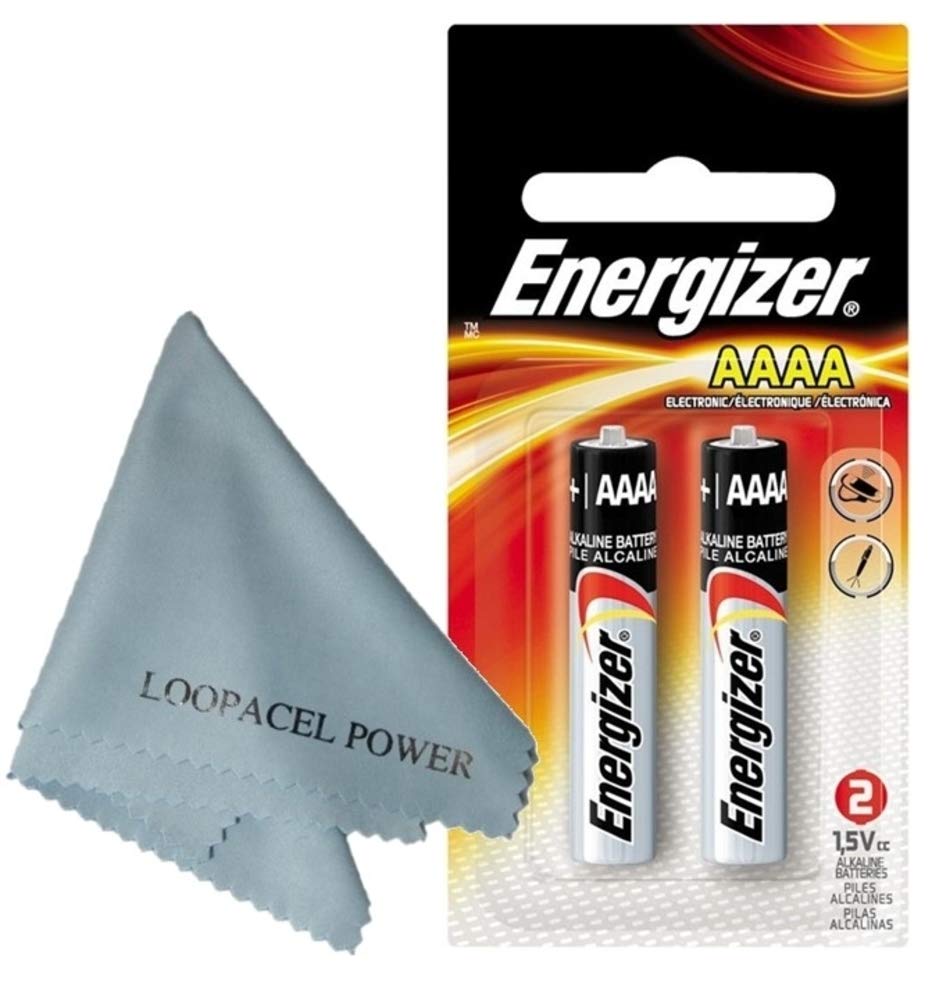 6 Pack Energizer AAAA Alkaline Batteries with 3x2 Loopacell Microfiber Cleaning Cloths - Long Lasting Power for Cameras, Toys & Electronics - Ultra Smooth Cleaning for Lenses & Screens