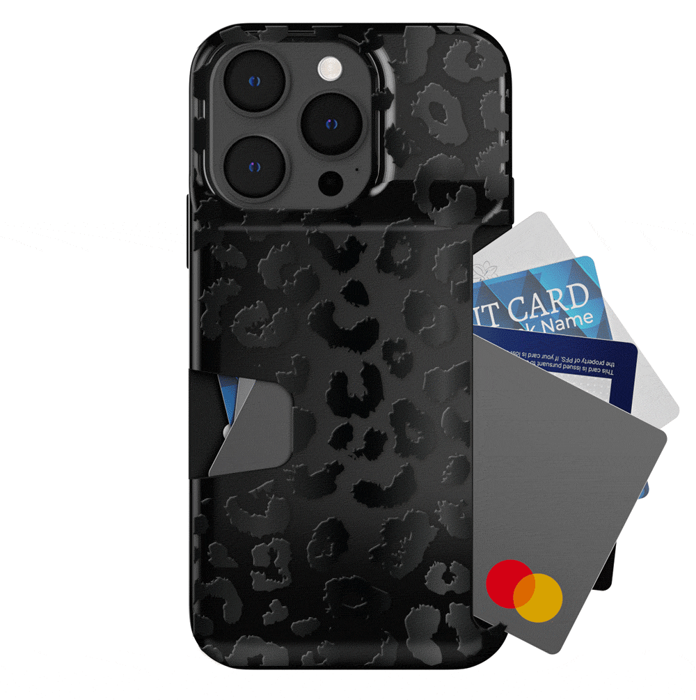Black Leopard iPhone Wallet Case - Slim Protective Cover with Card Holder for iPhone 13/14/15 - Perfect for Travel, Shopping & Everyday Use