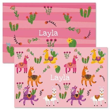 Personalized Kids' Llamas Placemat - 11x17 Inch 2-Sided Waterproof Vinyl Placemat for Dining Table, Easy to Clean & Durable - Perfect for Home, School & Restaurant Use