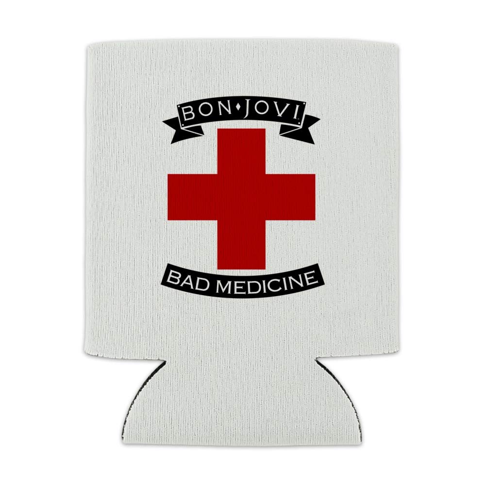 Bon Jovi Bad Medicine Insulated Can Cooler - Collapsible Drink Sleeve & Beverage Holder for Beer, Soda & Energy Drinks - Perfect for Concerts, BBQs & Outdoor Parties