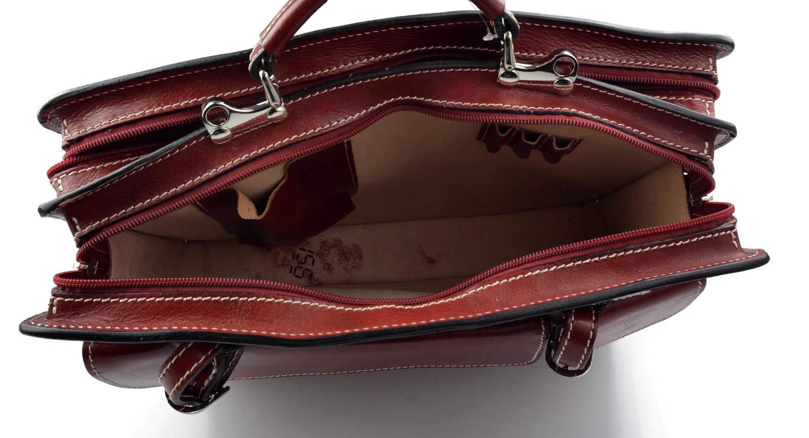 Premium Genuine Leather Shoulder Bag for Women & Men - Business Briefcase, Messenger Bag, Office Document Folder - Stylish Carry On Work Bag (Red) - Perfect for Business Travel, Commuting & Professional Meetings