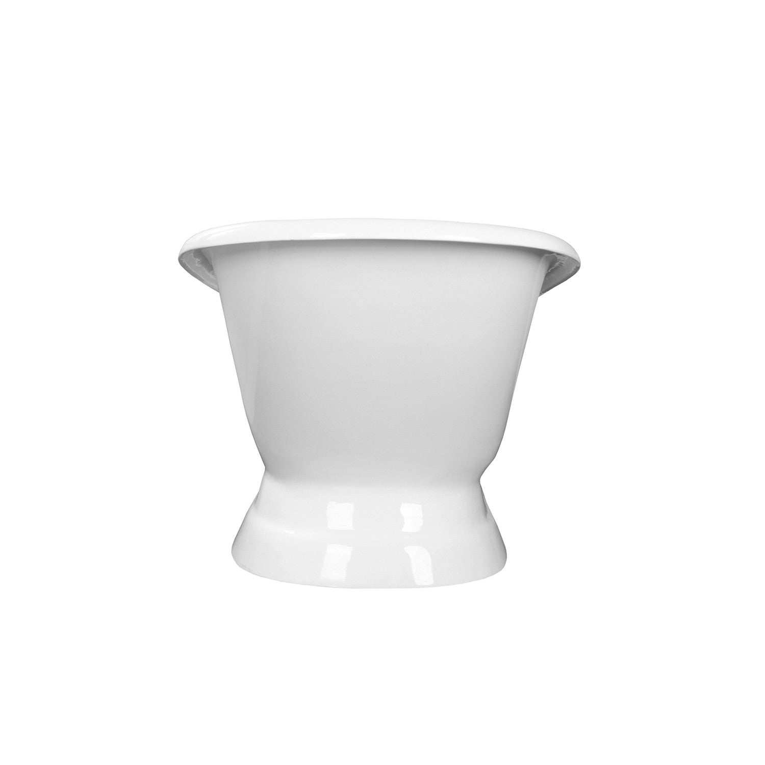 Aqua Eden 66 Inch White Cast Iron D-Shaped Single Slipper Pedestal Bathtub with 7-Inch Faucet Drillings - Freestanding Soaking Tub for Luxury Bathroom & Spa Relaxation