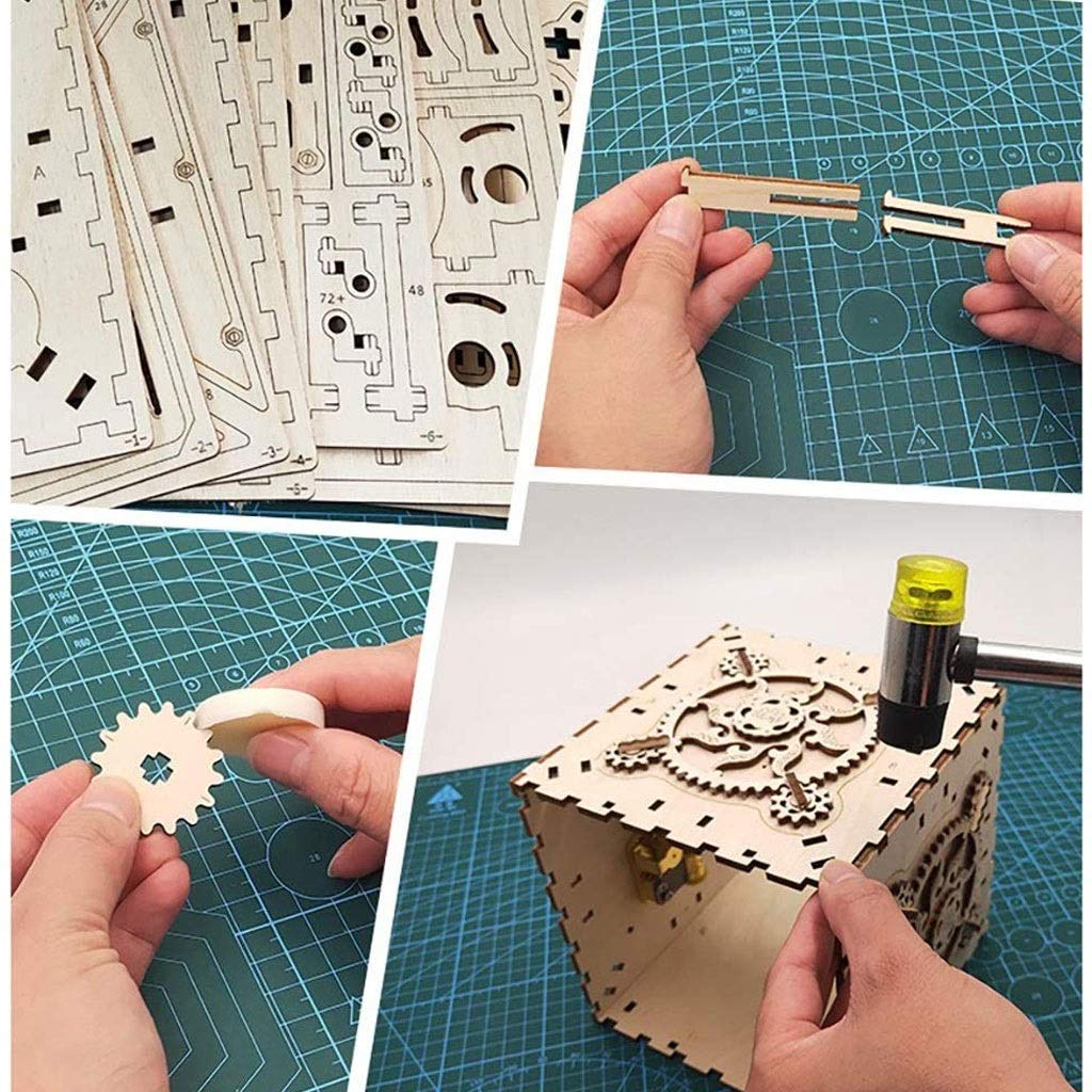 Retro Wooden Music Box DIY Kit - Handmade Spaceship Toy Gift for Kids & Adults | Perfect for Birthday, Christmas & Home Decor