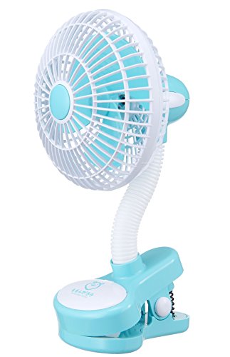 Momonga Clip on Fan with Safety Blades - Portable Mini Fan for Office, Desk, Bedroom, Baby Stroller - Quiet & Energy Efficient (Blue)