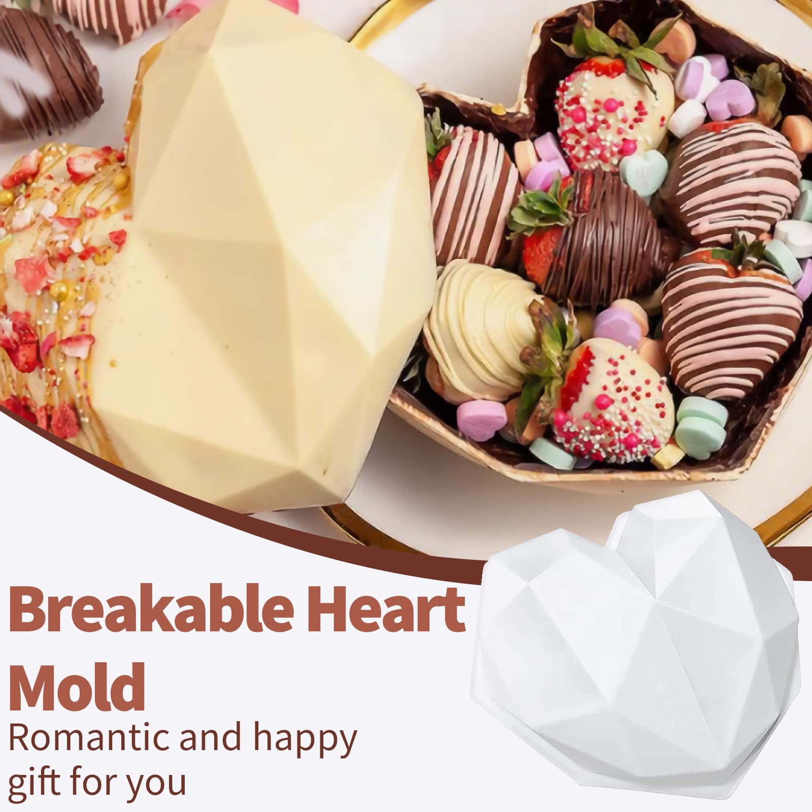 Premium Silicone Chocolate Molds Set - Large Breakable Heart, 2.6