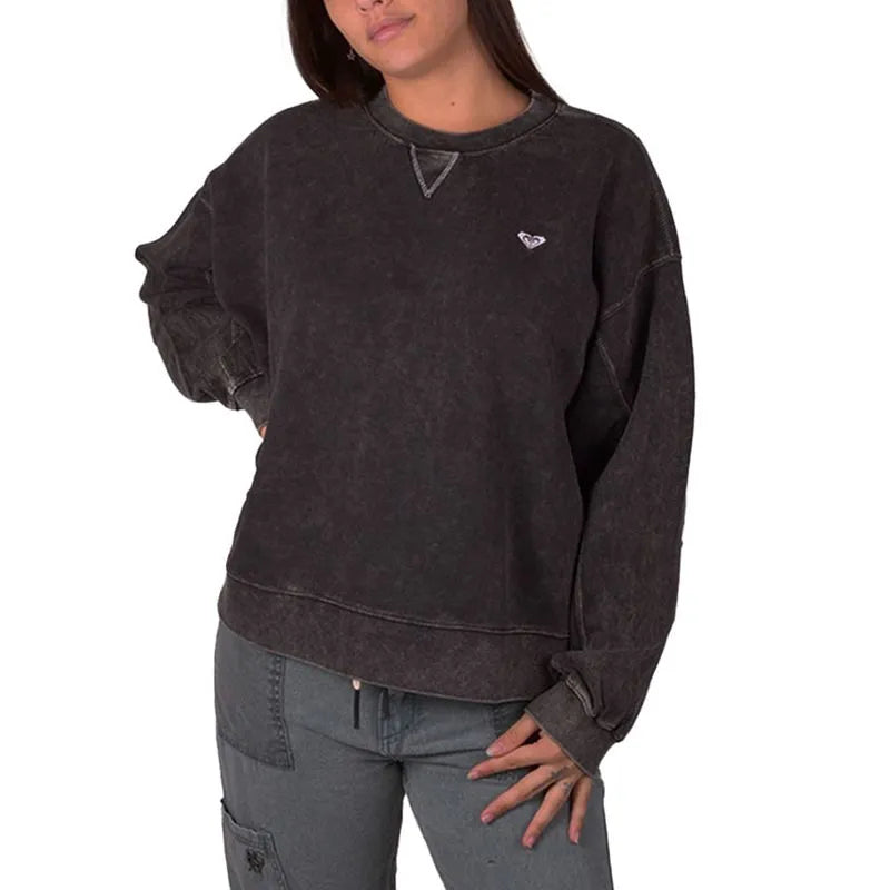 ROXY Women's Oasis Haze Hoodie - Black | Cozy Fleece Pullover for Casual Wear, Outdoor Activities & Lounge Comfort