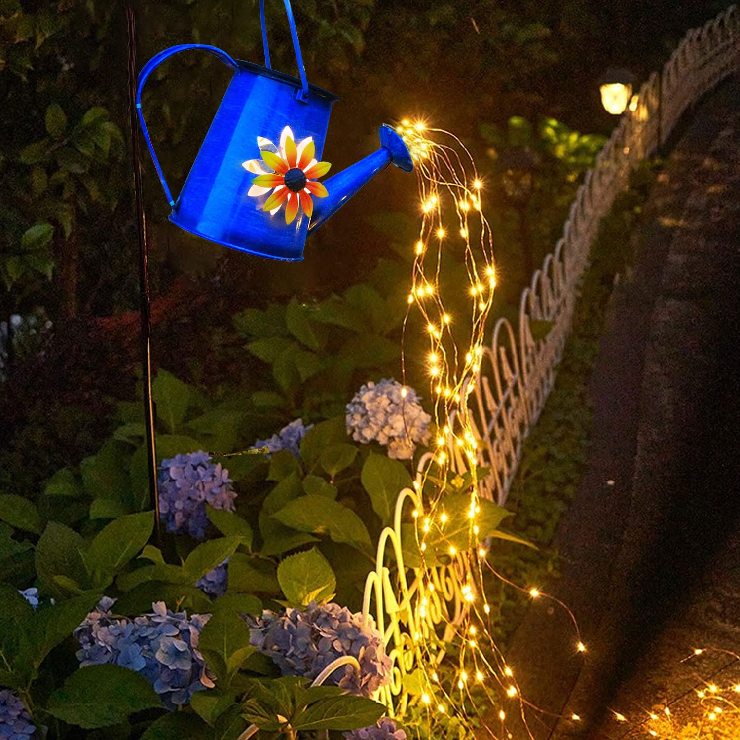 Solar Waterfall Garden Lights - 60 LED Waterproof Outdoor Decor with Flashing Running Water Effect - Perfect for Porch, Lawn, Backyard, Pathway, Patio - Ideal Gift for Garden Lovers (Chrysanthemum Design) - Create a Magical Ambiance for Evening Gatherings & Landscape Decoration